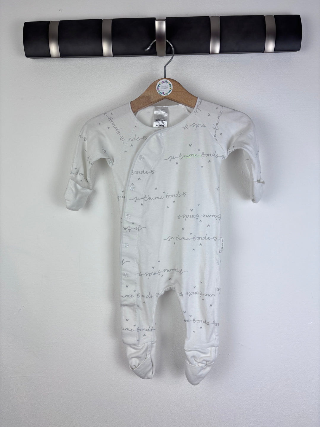 Bonds White Sleepsuit Je T’aime Print 0-3 Months