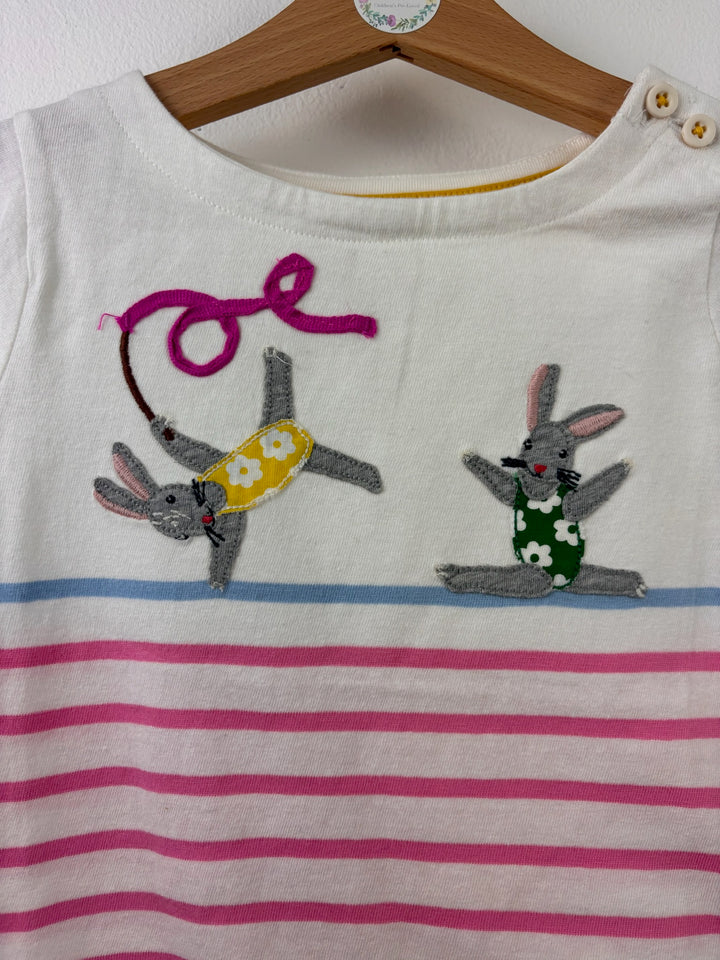 Boden White Bunny Stripe T-Shirt 2-3 Years-Tops-Second Snuggle Preloved