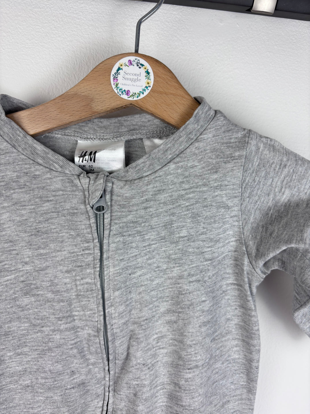 H&M Sleepsuits Dachshund Navy Grey Set 2-4 Months