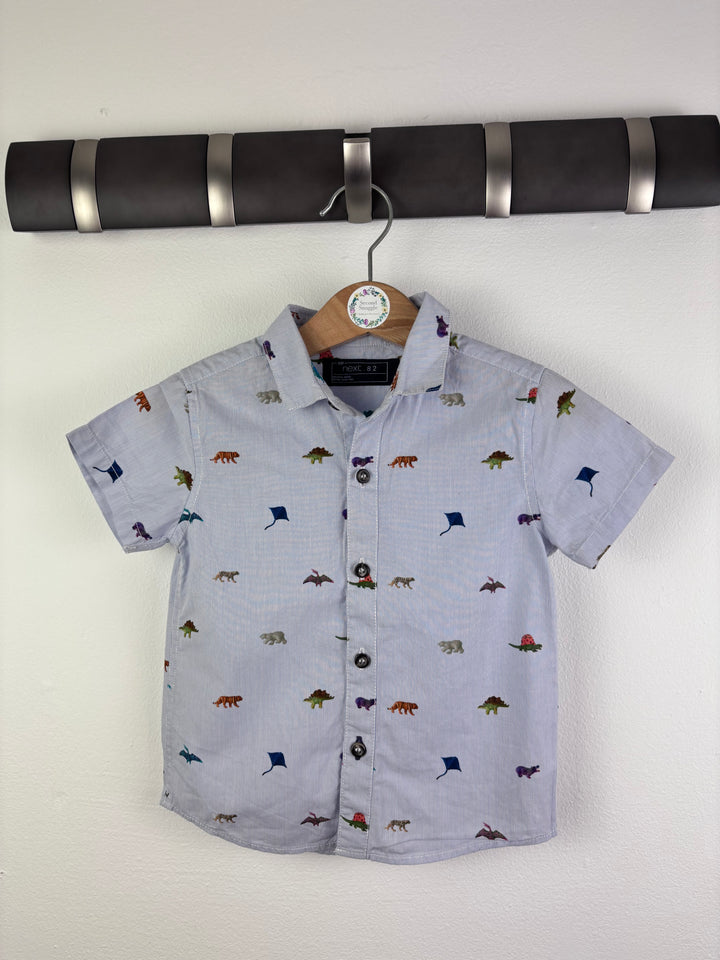 Next Blue Dinosaur Print Short Sleeve Shirt 12-18 Months