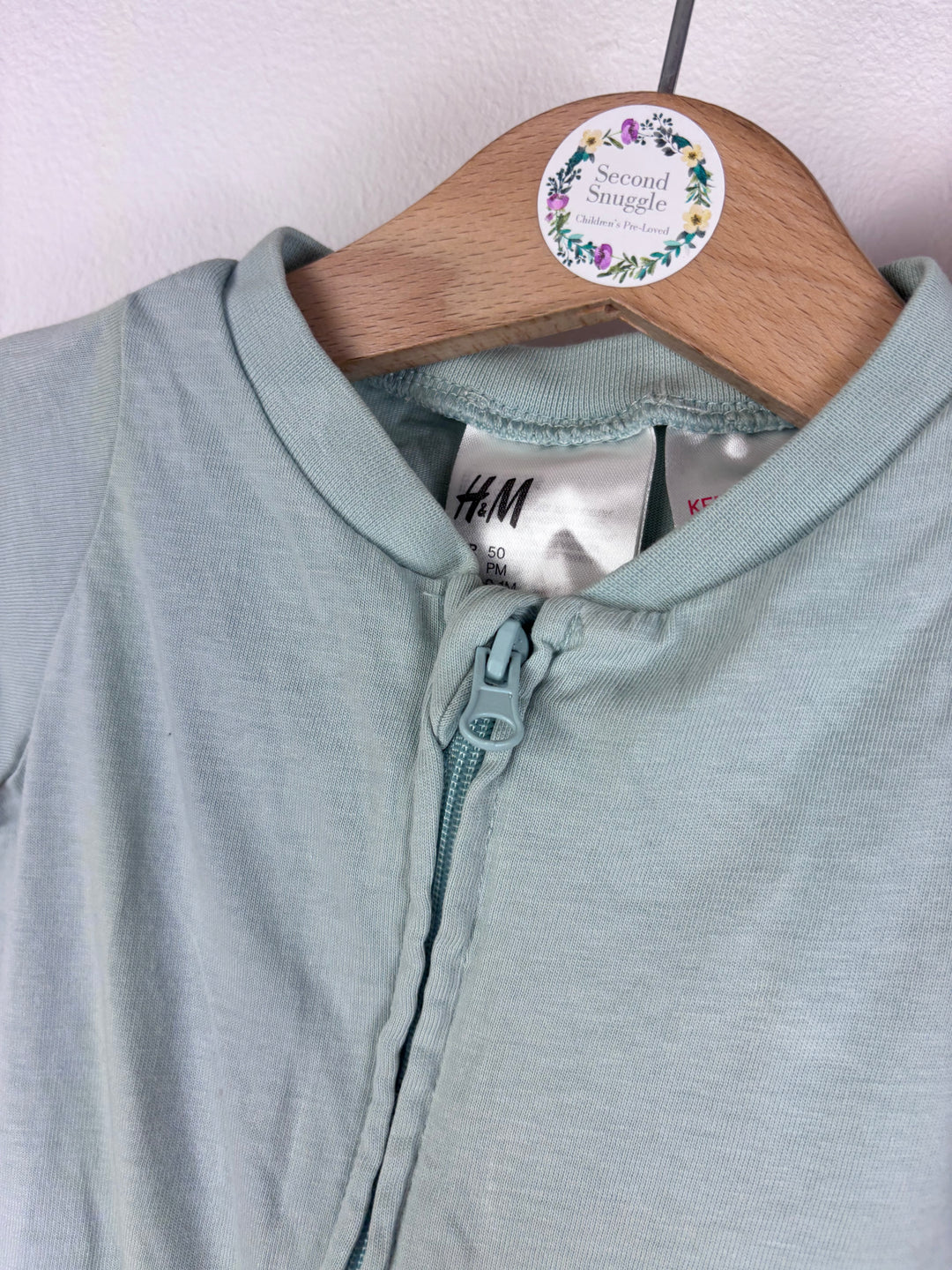 H&M Sleepsuits Cloud Print Blue Grey Set 0-1 Months