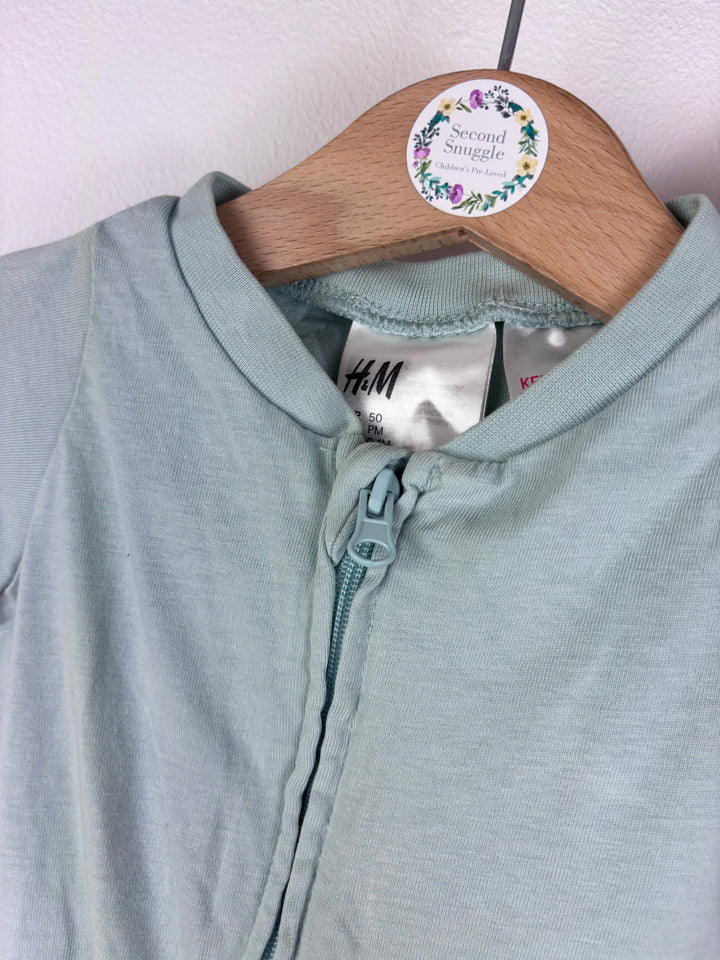 H&M Sleepsuits Cloud Print Blue Grey Set 0-1 Months