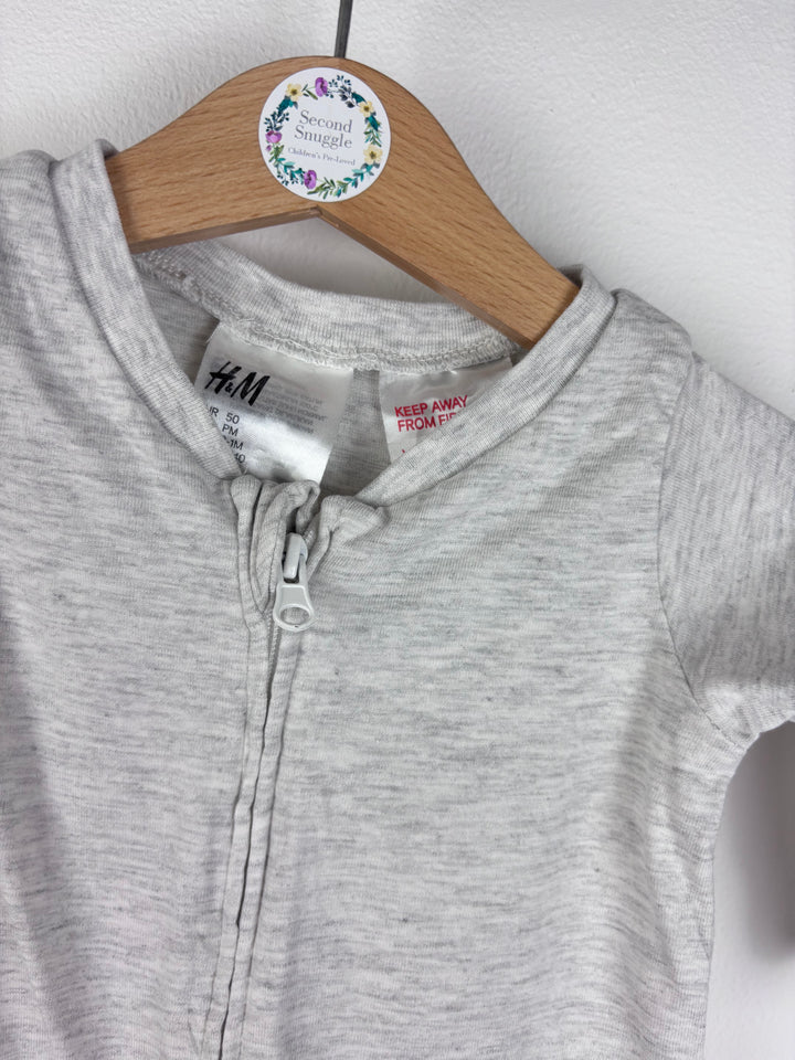 H&M Sleepsuits Cloud Print Blue Grey Set 0-1 Months