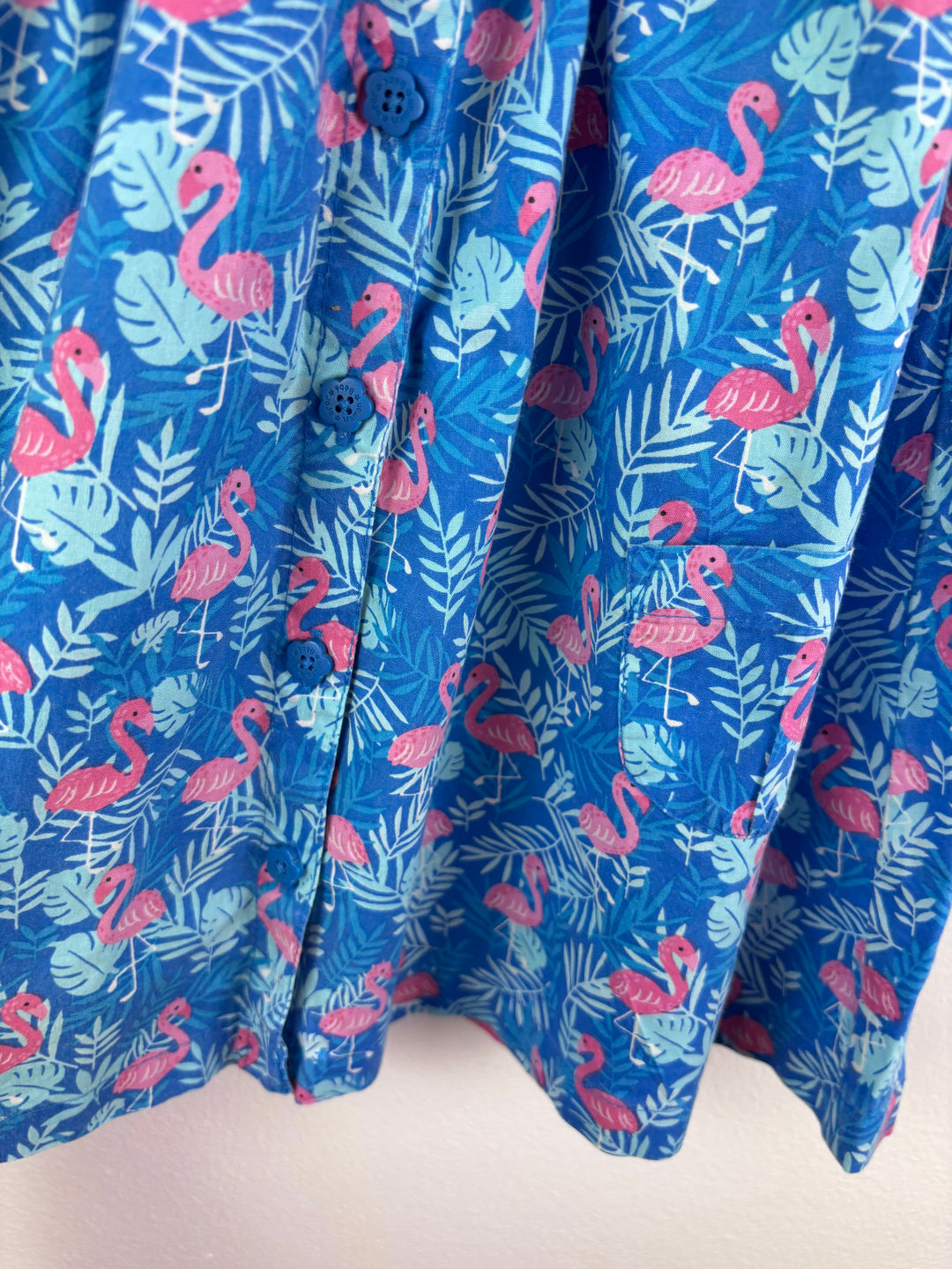 JoJo Maman Bébé Blue Flamingo Sleeveless Dress 12-18 Months