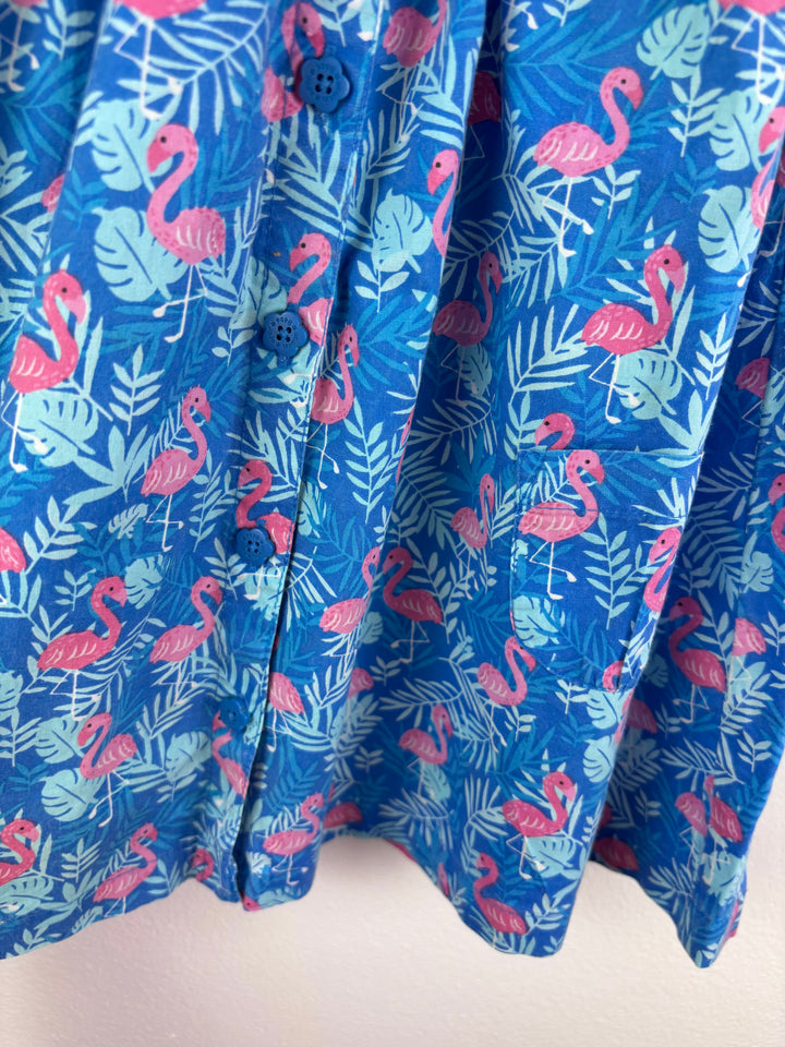 JoJo Maman Bébé Blue Flamingo Sleeveless Dress 12-18 Months