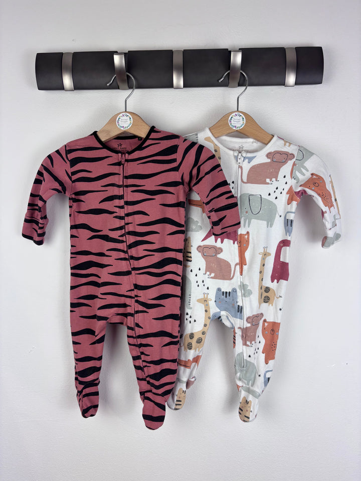 Next Animal Print Tiger Stripe Sleepsuits Set Up To 3 Months