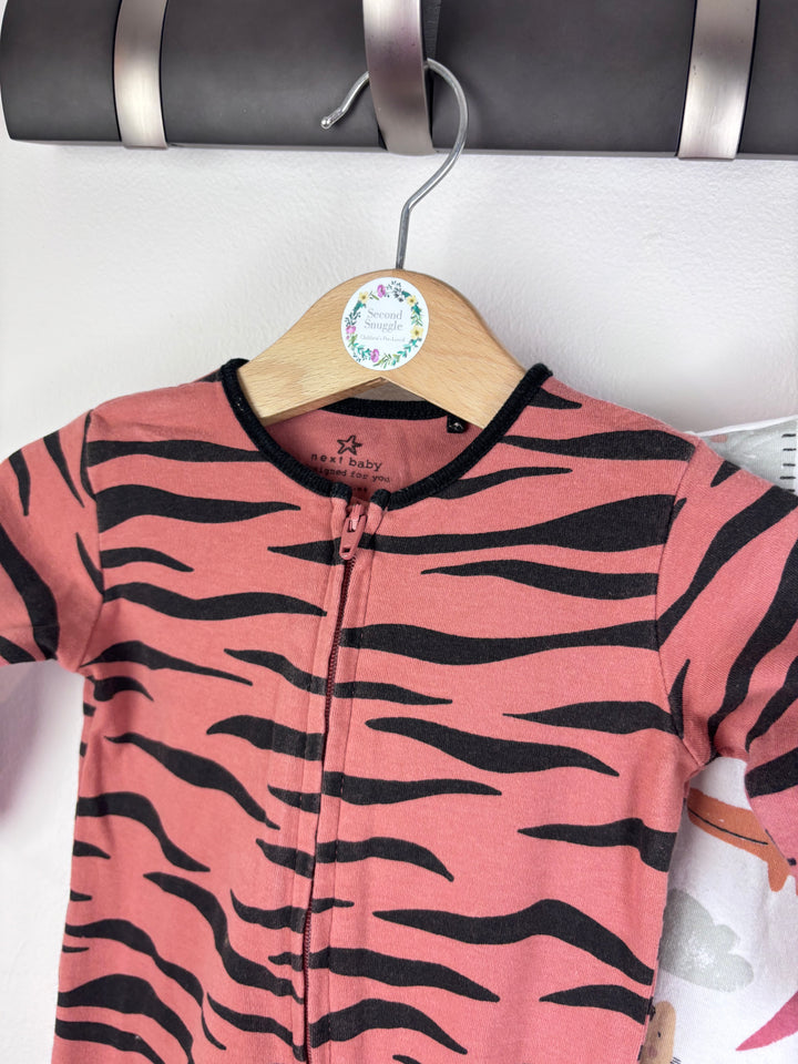 Next Animal Print Tiger Stripe Sleepsuits Set Up To 3 Months