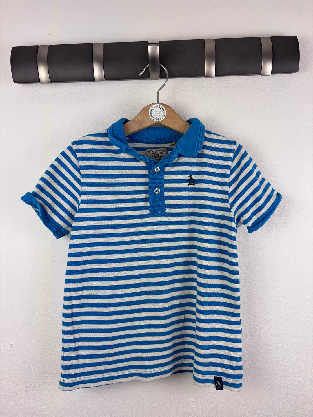 Original Penguin Blue Stripe Polo Top 6-7 Years-Tops-Second Snuggle Preloved