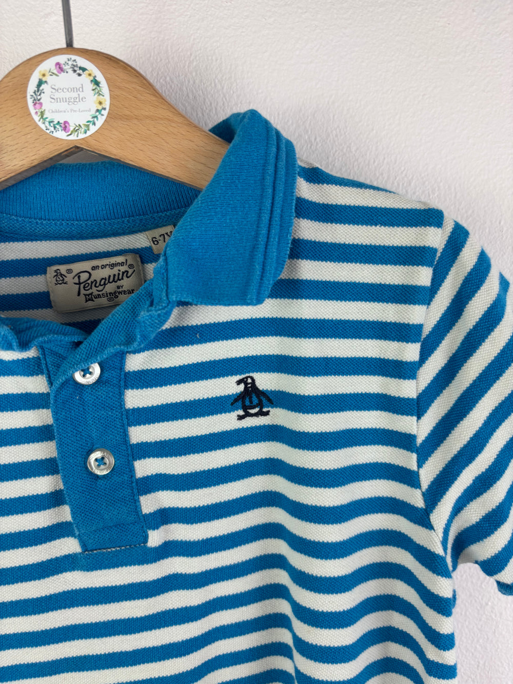 Original Penguin Blue Stripe Polo Top 6-7 Years-Tops-Second Snuggle Preloved