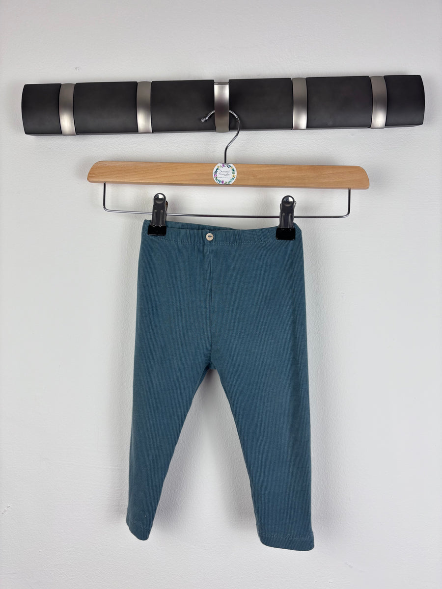 Zara Blue Ribbed Leggings 9-12 Months-Leggings-Second Snuggle Preloved