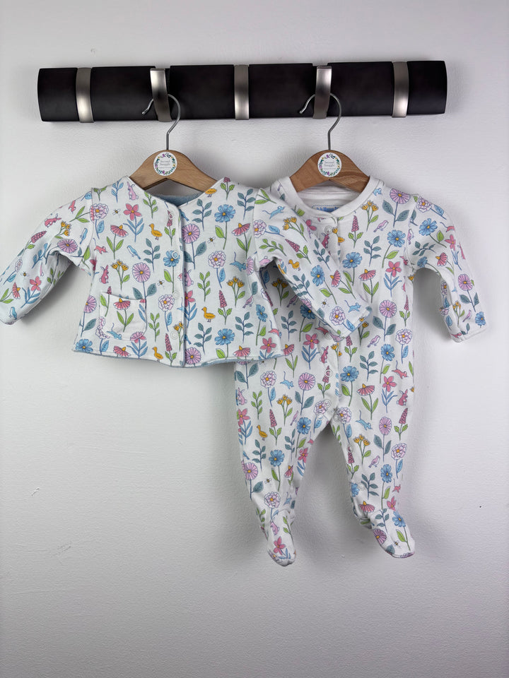 JoJo Maman Bébé White Floral Starter Set 0-3 Months-Sleepsuits-Second Snuggle Preloved