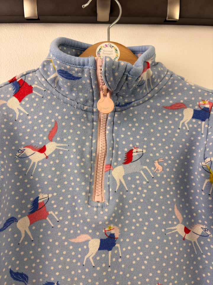 Joules Blue Horse Print Half Zip Fleece 5 Years-Jumpers-Second Snuggle Preloved