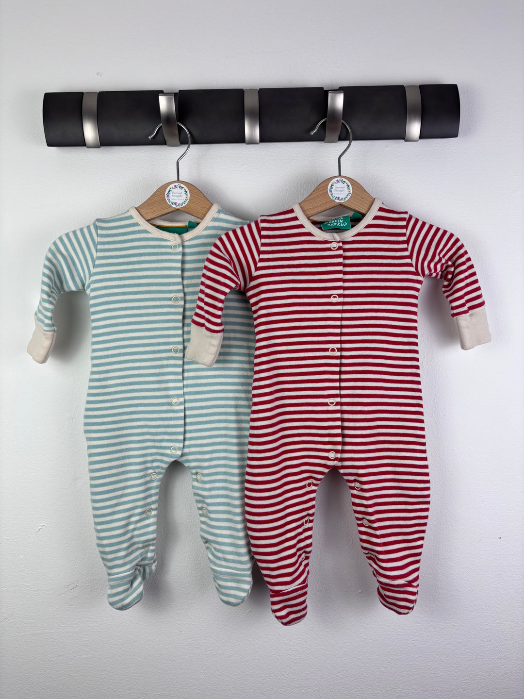 Little Green Radicals Stripe Sleepsuit Set Newborn-Sleepsuits-Second Snuggle Preloved