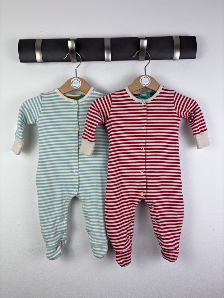 Little Green Radicals Stripe Sleepsuit Set Newborn-Sleepsuits-Second Snuggle Preloved