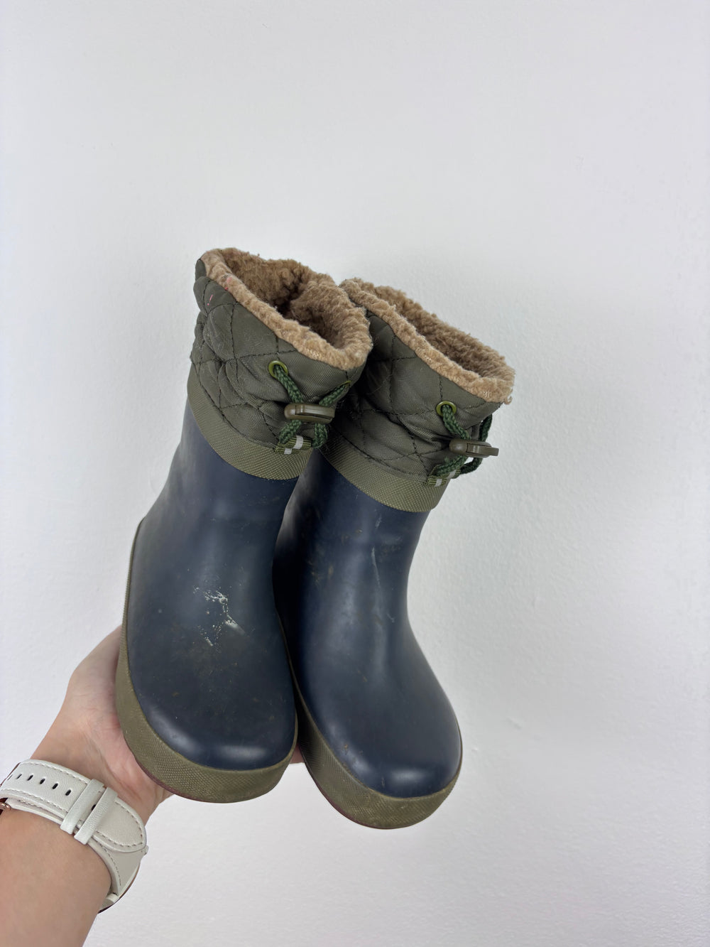 Next Navy Fleece Lined Wellies UK 7-Boots-Second Snuggle Preloved