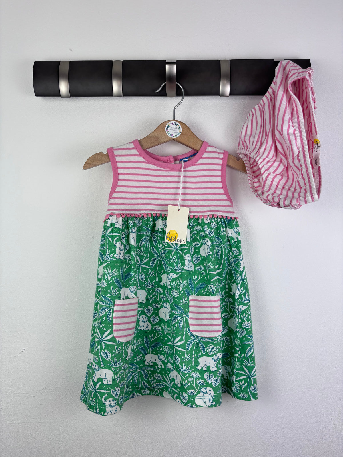 Boden Green Safari Dress and Bloomers Set 12-18 Months-Dresses-Second Snuggle Preloved