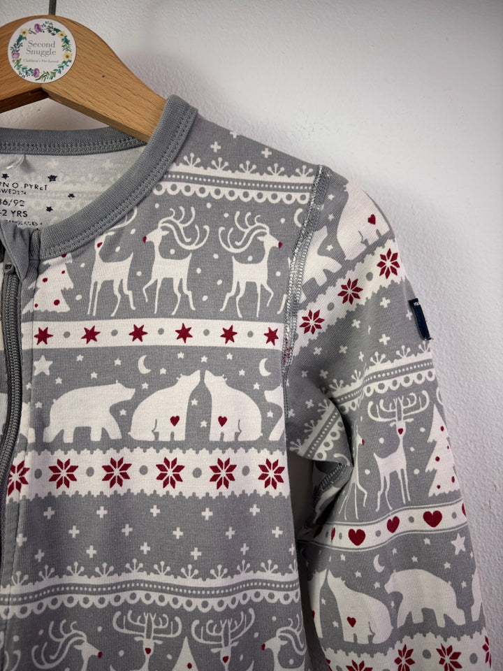 Polarn O. Pyret Grey Nordic Print Zip Sleepsuit 1-2 Years