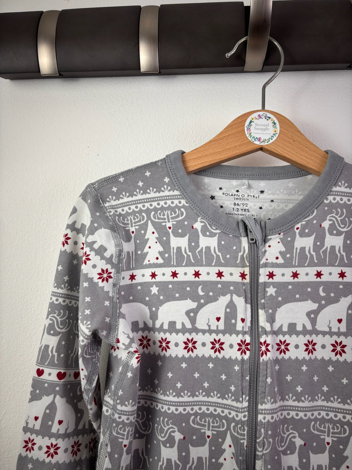 Polarn O. Pyret Grey Nordic Print Zip Sleepsuit 1-2 Years