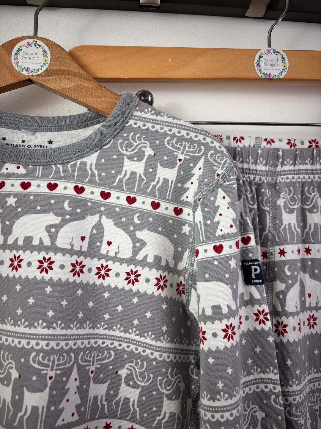 Polarn O. Pyret Grey Nordic Print Pyjamas 6-7 Years