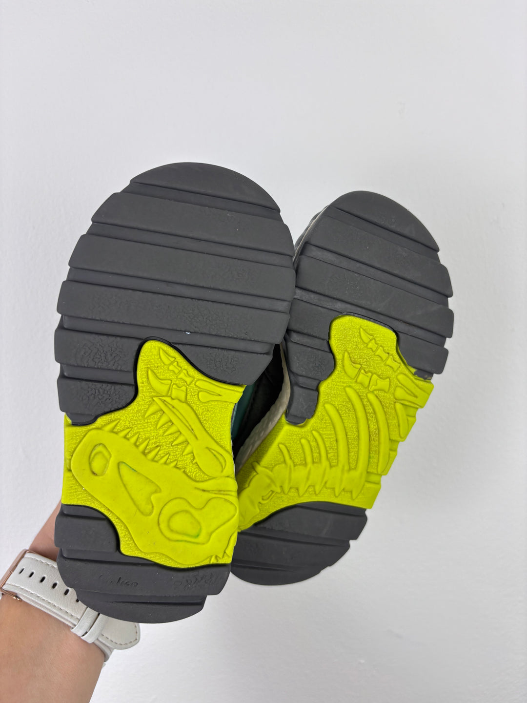 Clarks Grey Green Dinosaur Trainers UK 7.5 G-Shoes-Second Snuggle Preloved