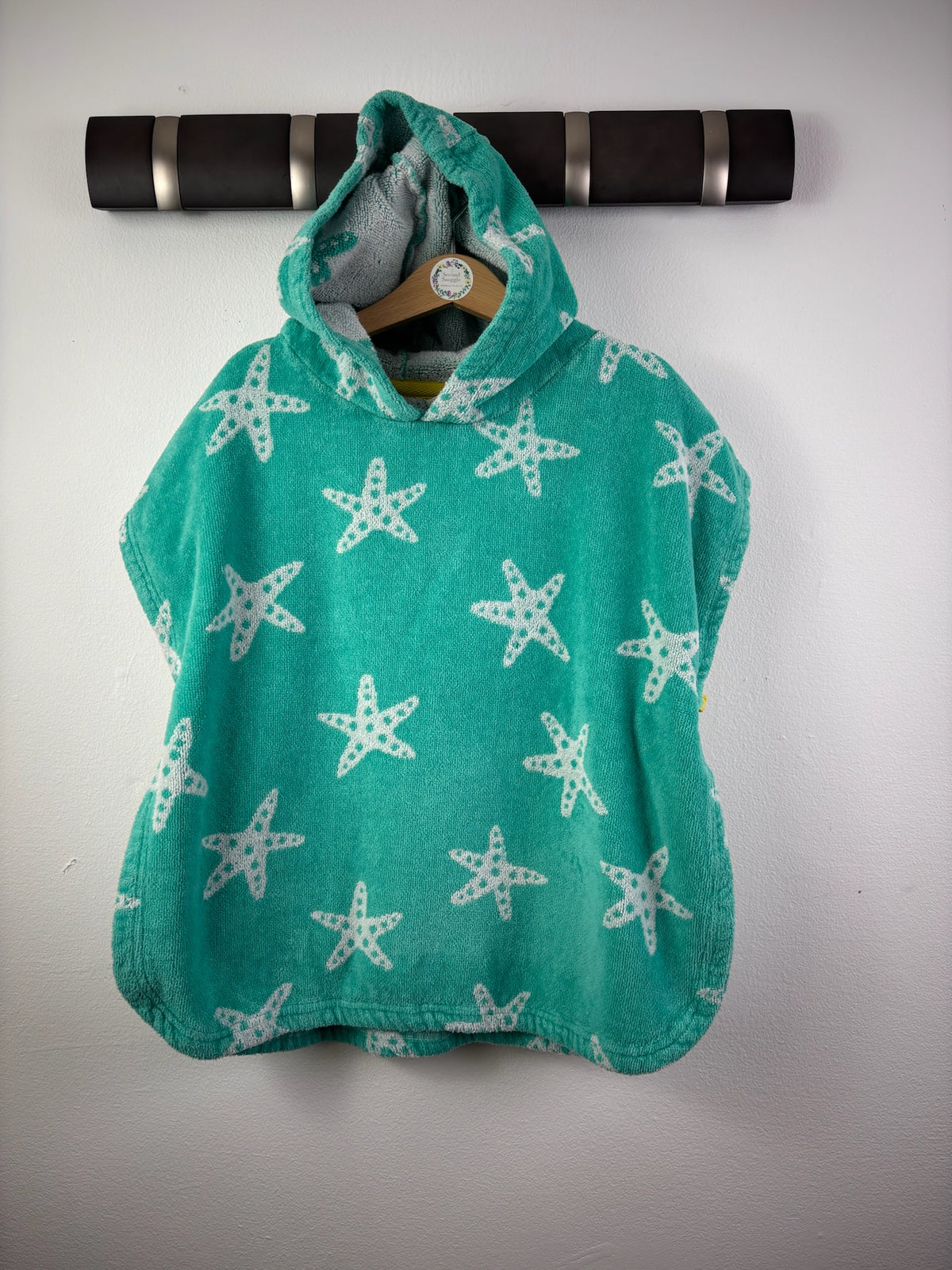 Frugi Green Starfish Hooded Towelling Poncho 1-2 Years-Swimming-Second Snuggle Preloved