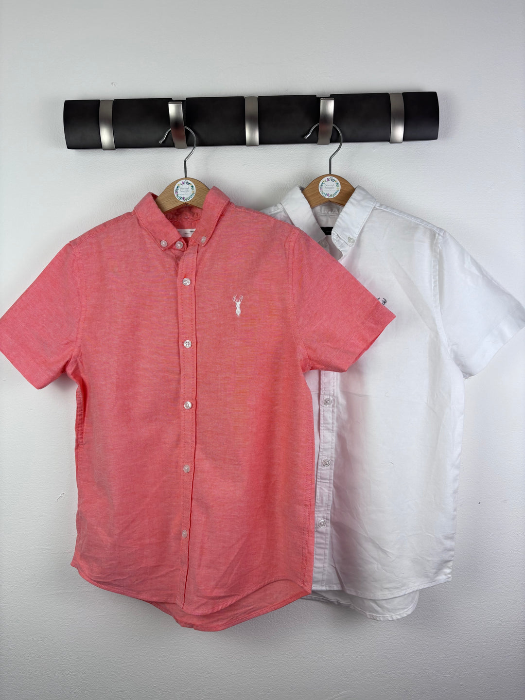 Next Coral and White Short Sleeve Shirt Bundle 8 Years