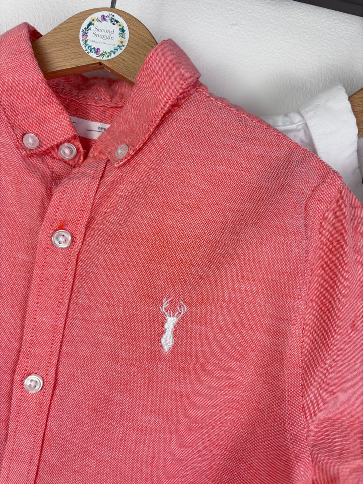 Next Coral and White Short Sleeve Shirt Bundle 8 Years