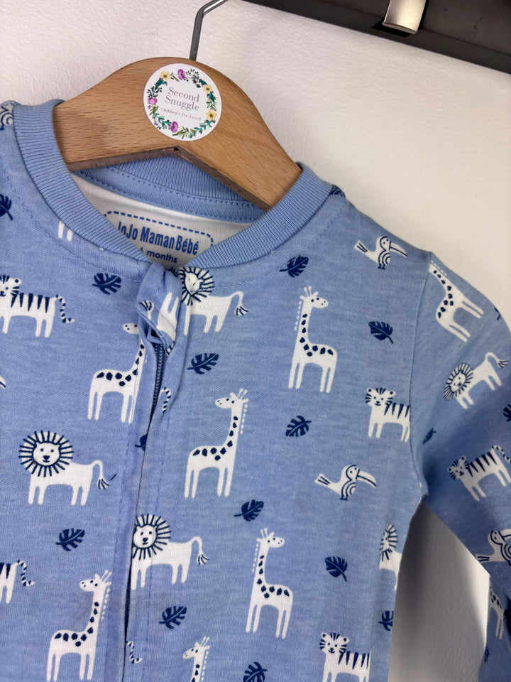 JoJo Maman Bebe Blue Animal Sleepsuit 3-6 Months-Sleepsuits-Second Snuggle Preloved