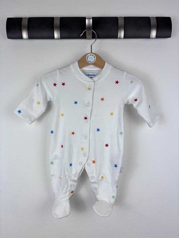 JoJo Maman Bébé White Star Sleepsuit Various Sizes-Sleepsuits-Second Snuggle Preloved