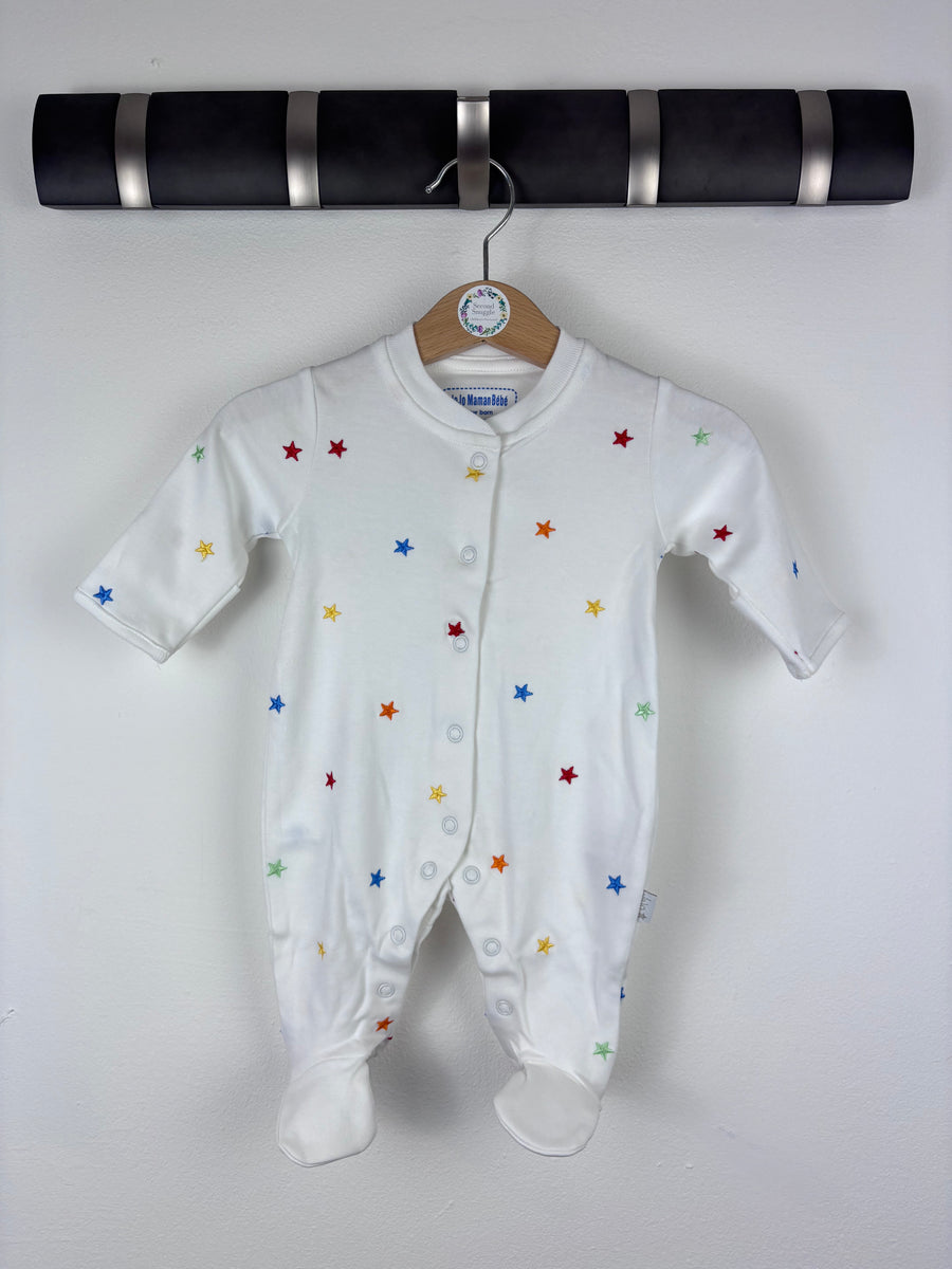 JoJo Maman Bébé White Star Sleepsuit Various Sizes-Sleepsuits-Second Snuggle Preloved