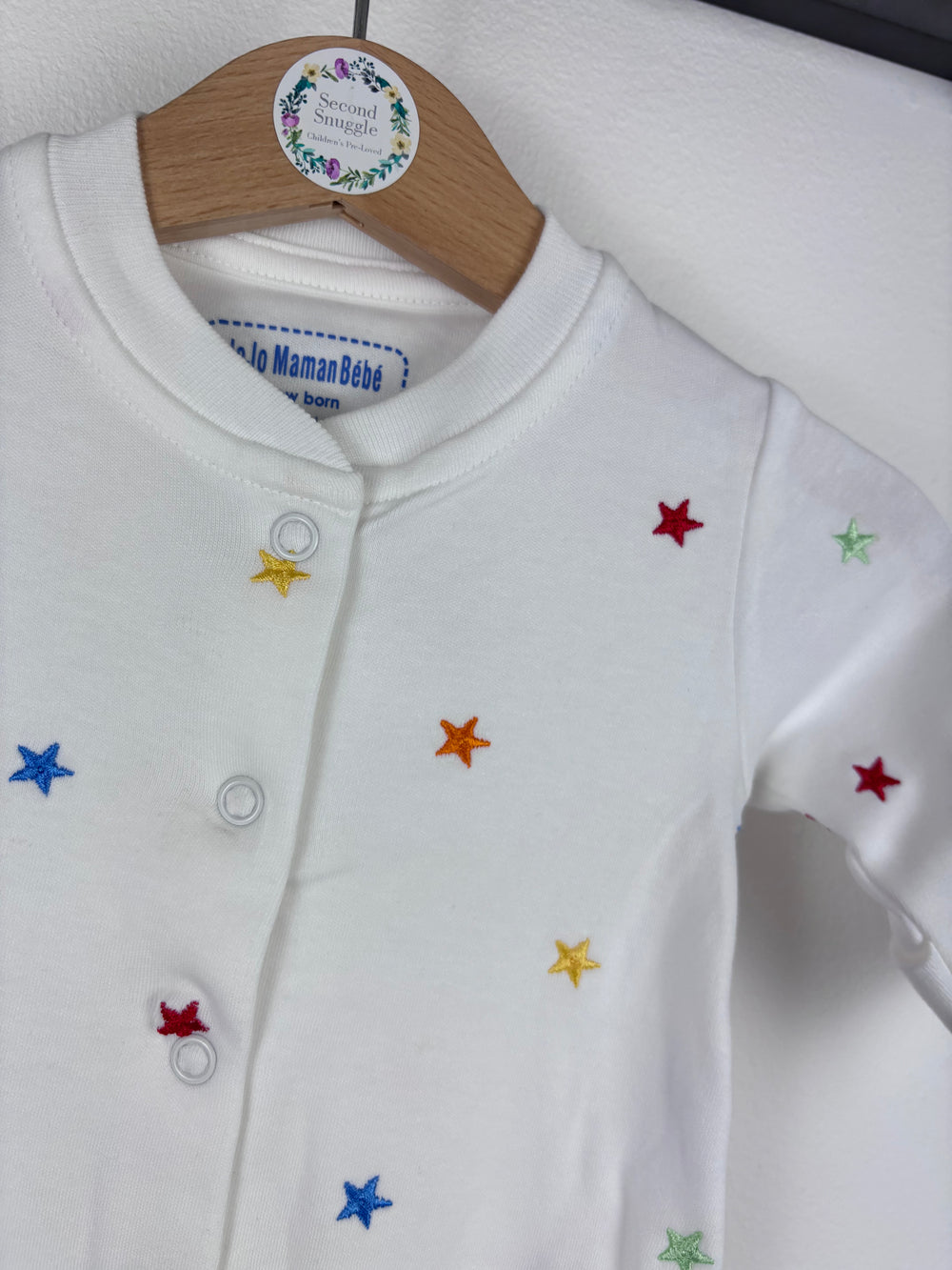 JoJo Maman Bébé White Star Sleepsuit Various Sizes-Sleepsuits-Second Snuggle Preloved