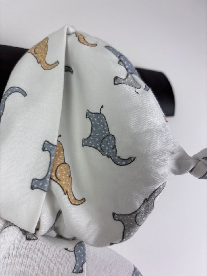 JoJo Maman Bébé White Elephant Sleepsuit and Hat 0-3 Months-Sleepsuits-Second Snuggle Preloved