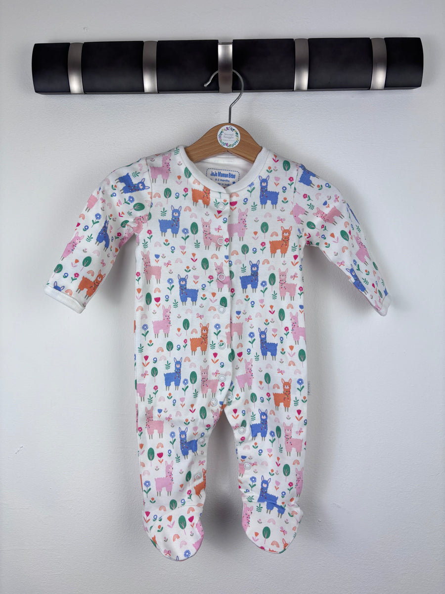 JoJo Maman Bébé Llama Print Sleepsuit Various Sizes-Sleepsuits-Second Snuggle Preloved