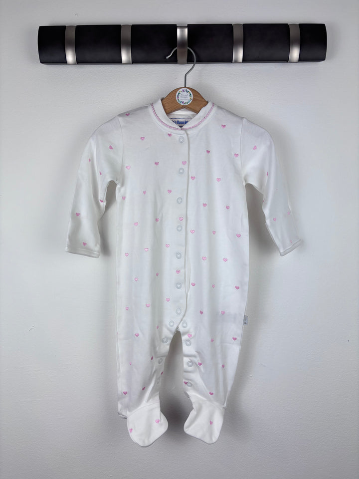 JoJo Maman Bebe White Heart Sleepsuit 6-9 Months-Sleepsuits-Second Snuggle Preloved