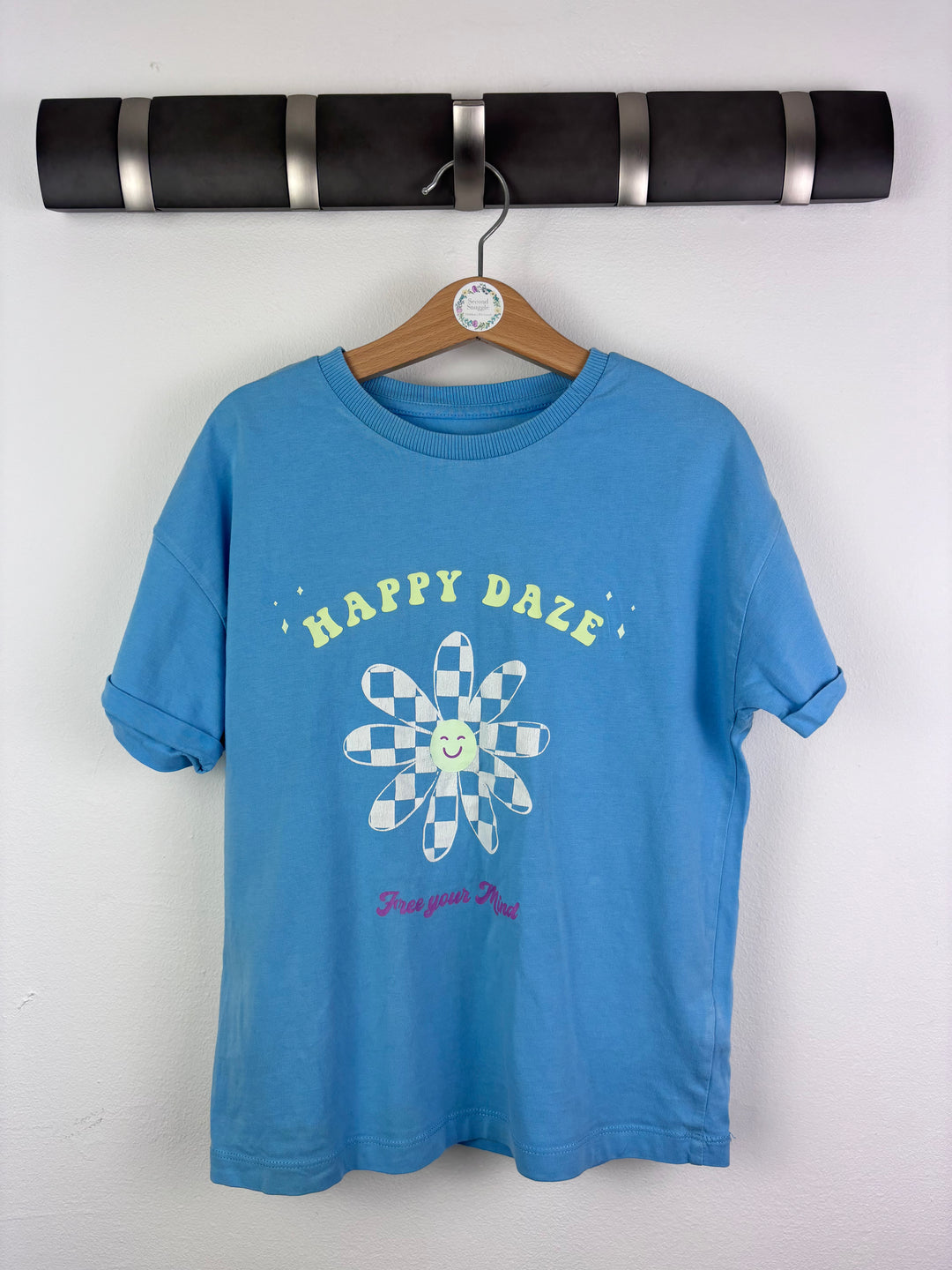 M&S Blue Happy Daze Graphic T-Shirt 8-9 Years