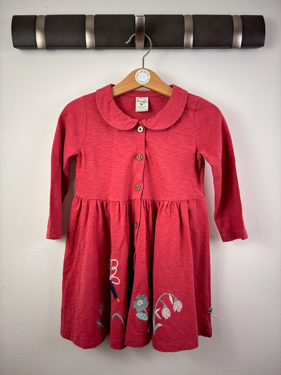 Frugi Coral Pink Embroidered Dress 18-24 Months-Dresses-Second Snuggle Preloved