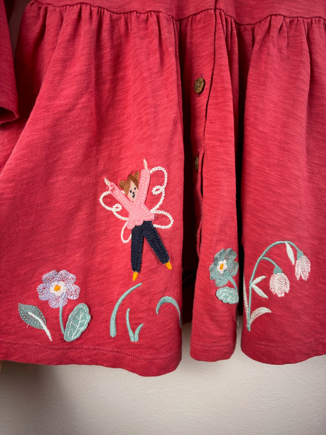 Frugi Coral Pink Embroidered Dress 18-24 Months-Dresses-Second Snuggle Preloved