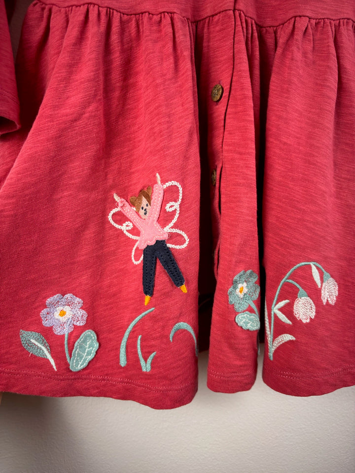 Frugi Coral Pink Embroidered Dress 18-24 Months-Dresses-Second Snuggle Preloved