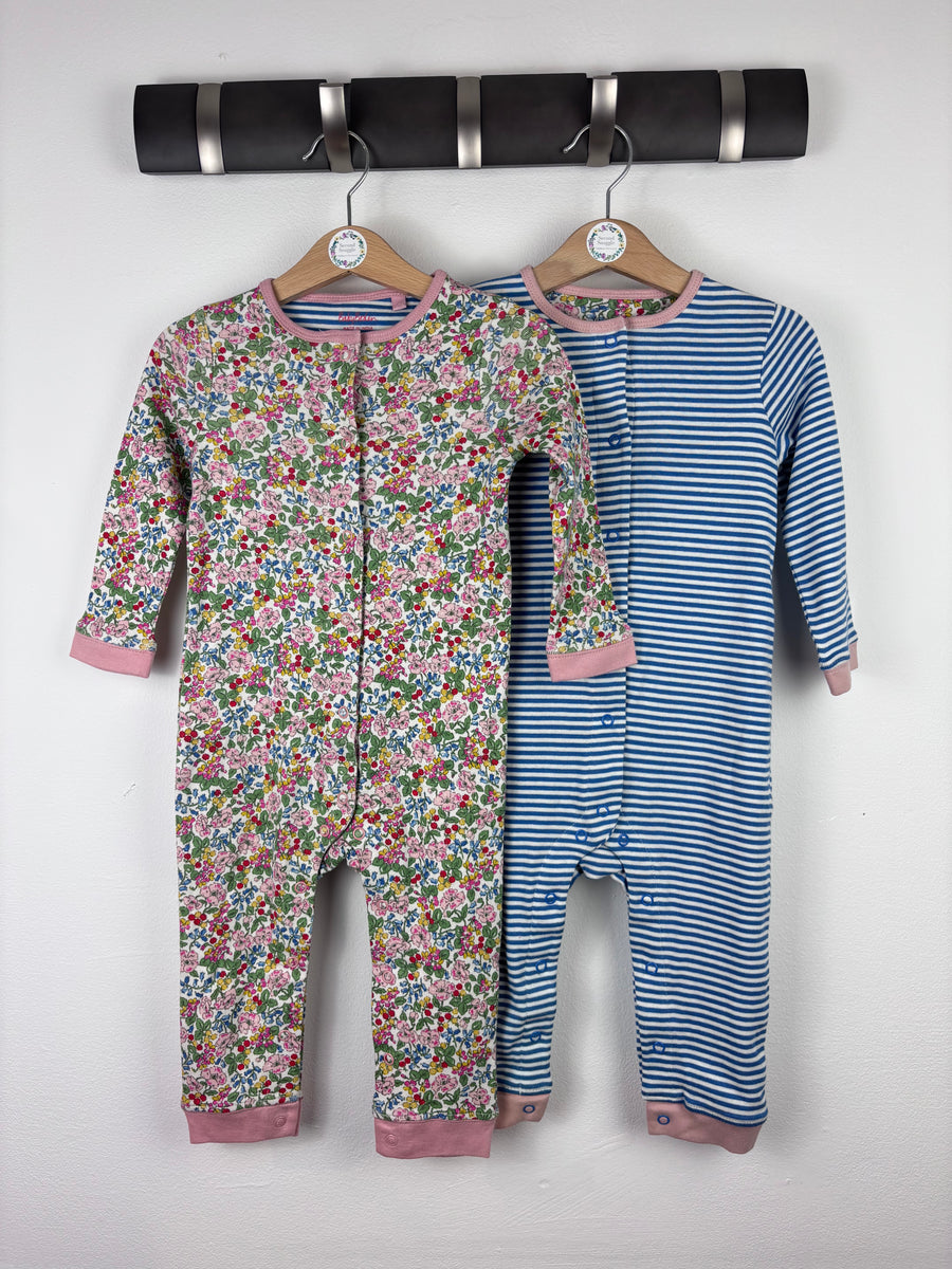 Boden Floral and Stripe Sleepsuits 12-18 Months-Rompers-Second Snuggle Preloved