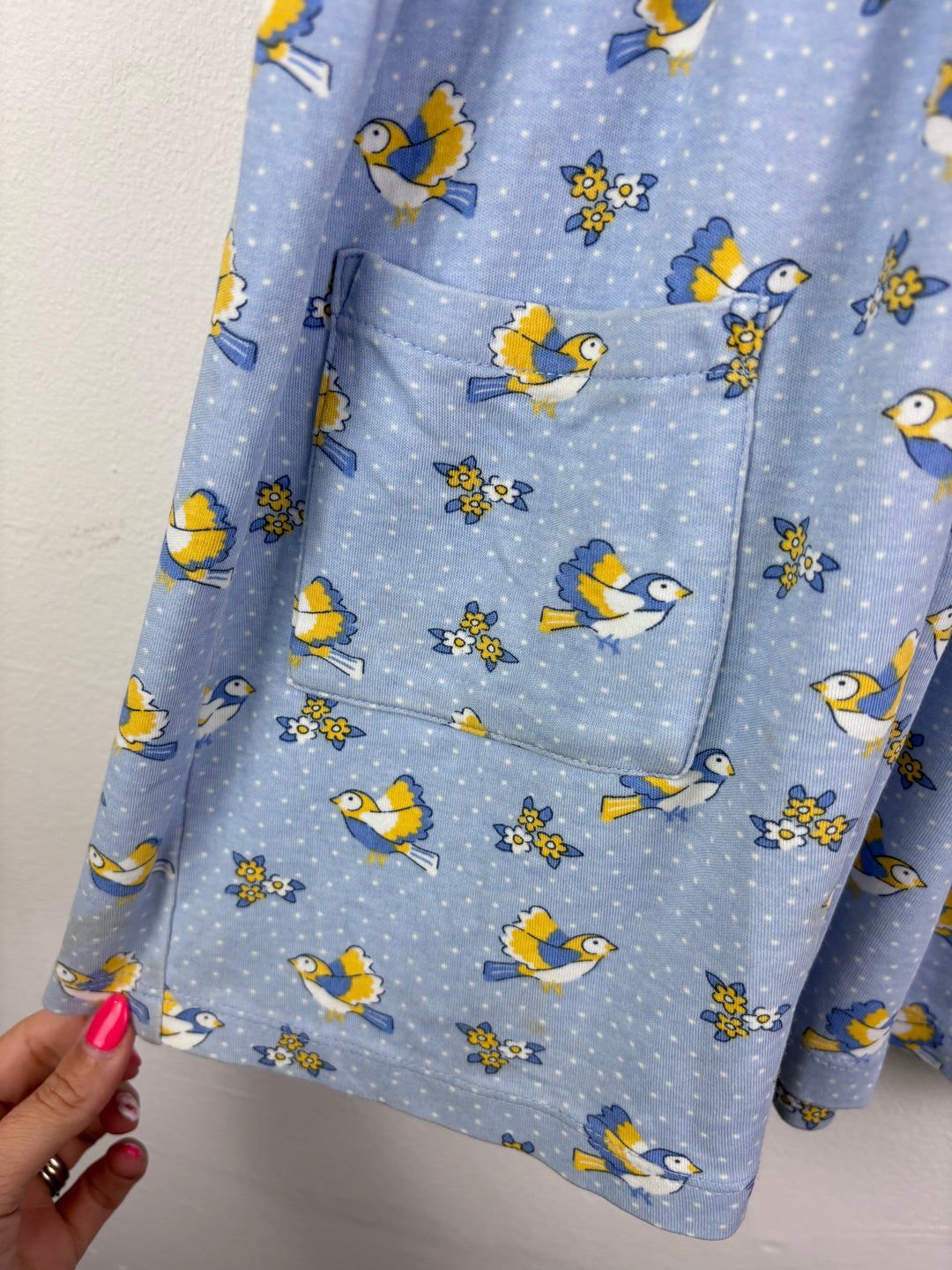 JoJo Maman Bébé Blue Bird Print Collar Dress 4-5 Years