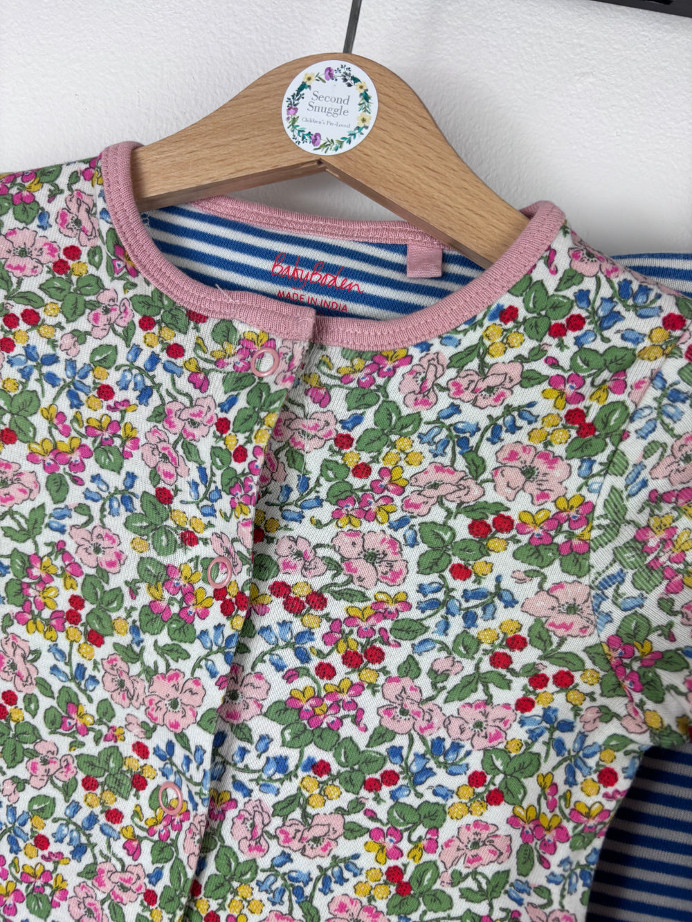 Boden Floral and Stripe Sleepsuits 12-18 Months-Rompers-Second Snuggle Preloved