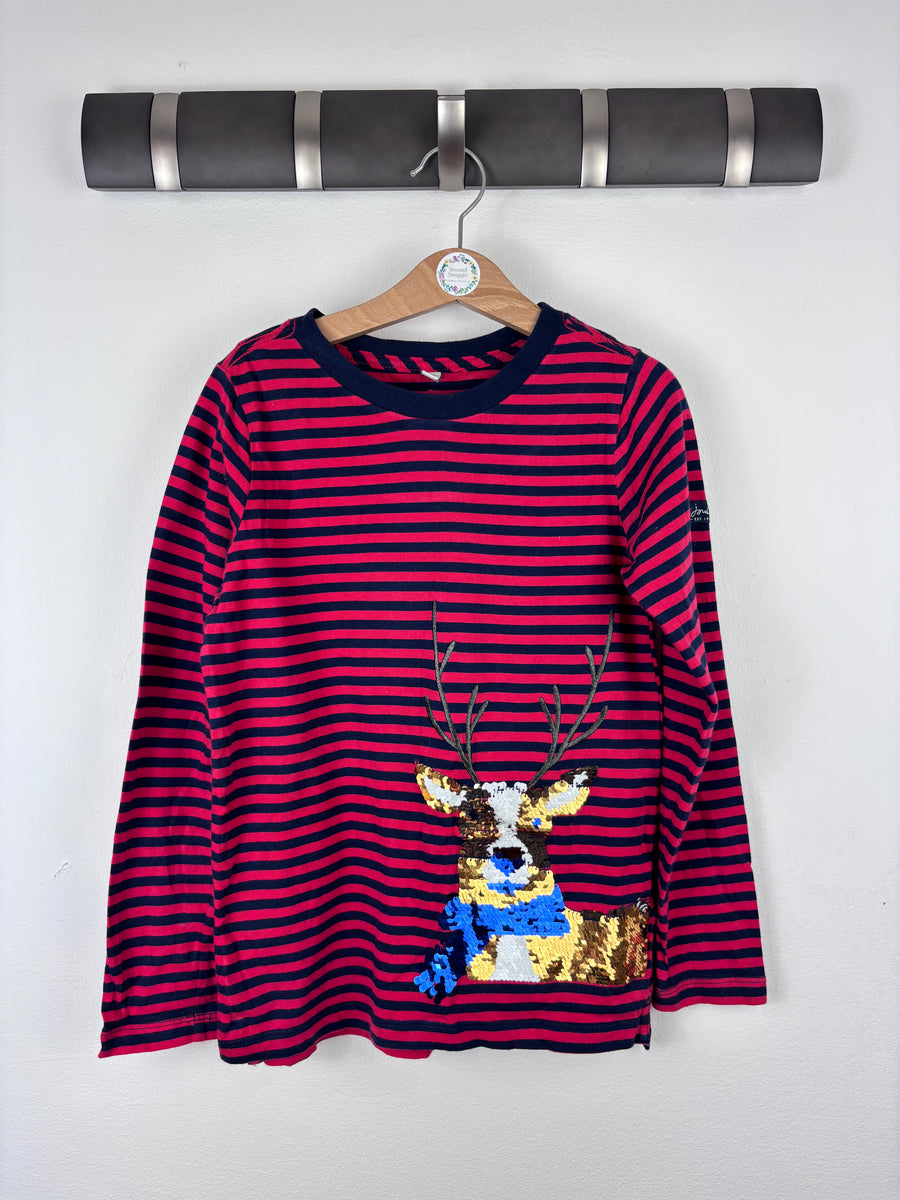 Joules Reindeer Stripe Top 7 Years-Tops-Second Snuggle Preloved