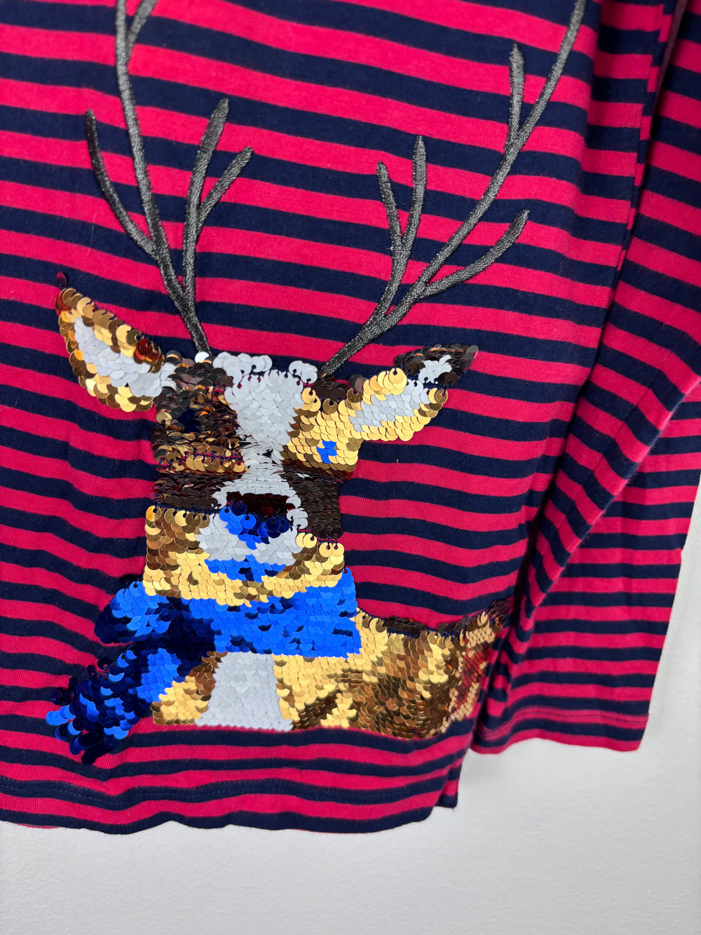 Joules Reindeer Stripe Top 7 Years-Tops-Second Snuggle Preloved