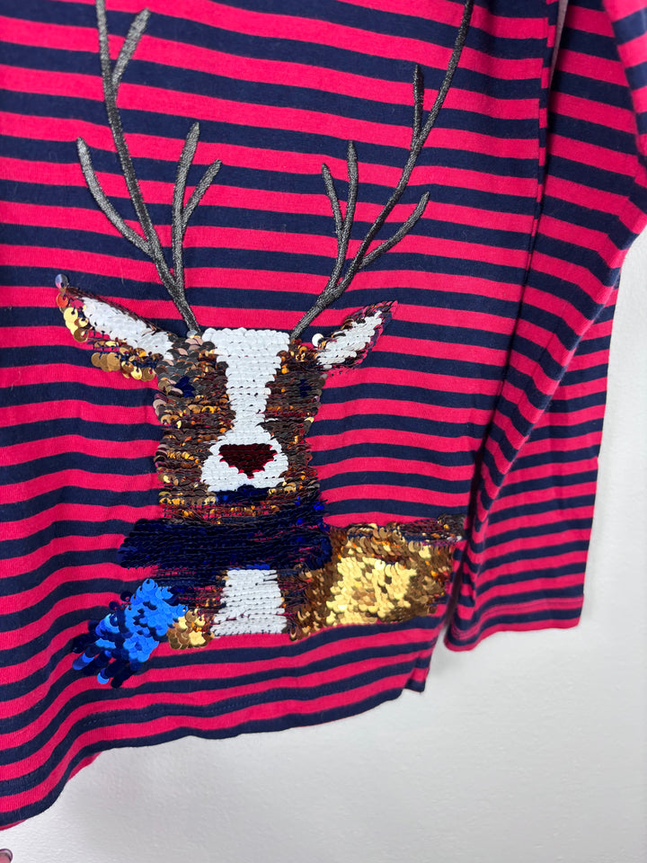 Joules Reindeer Stripe Top 7 Years-Tops-Second Snuggle Preloved