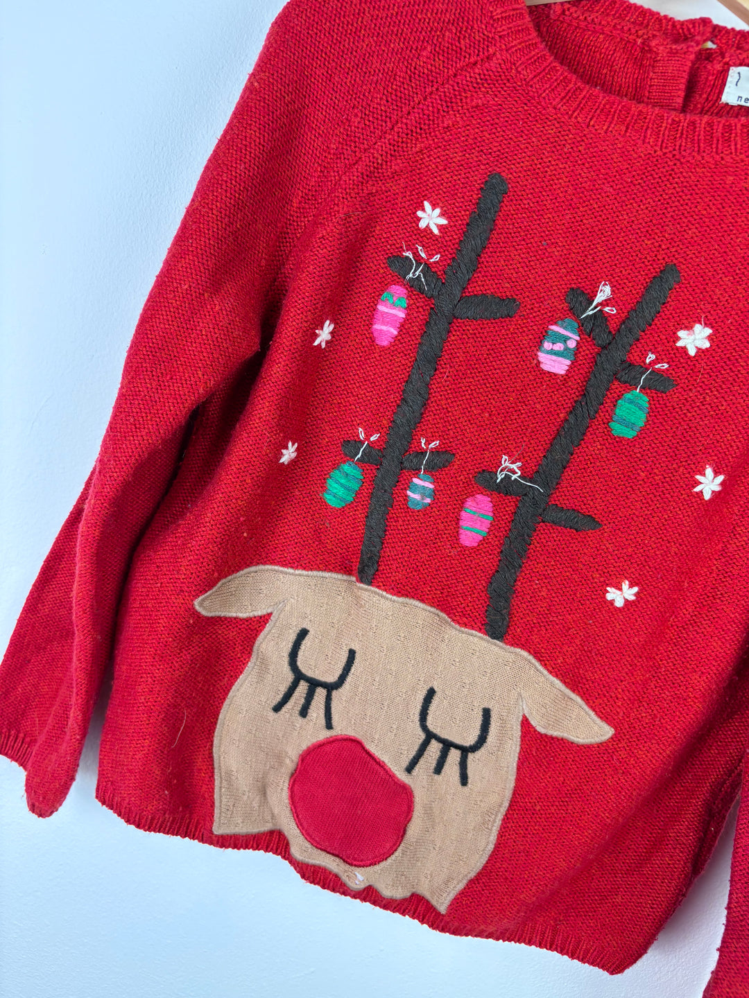Next Reindeer Antlers Christmas Jumper 5-6 Years-Jumpers-Second Snuggle Preloved