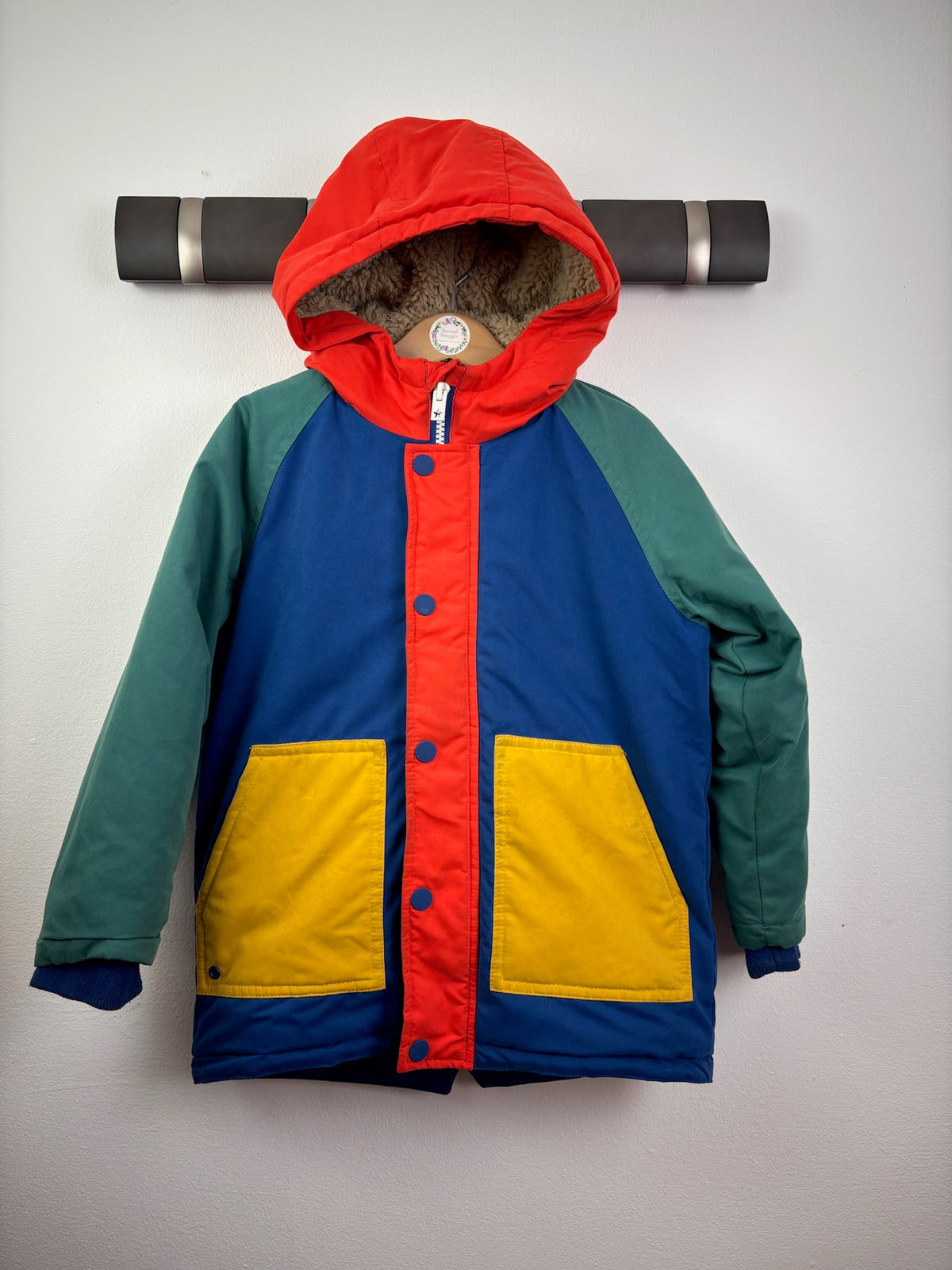 Next Colour Block Borg Lined Winter Coat 4-5 Years-Coats-Second Snuggle Preloved