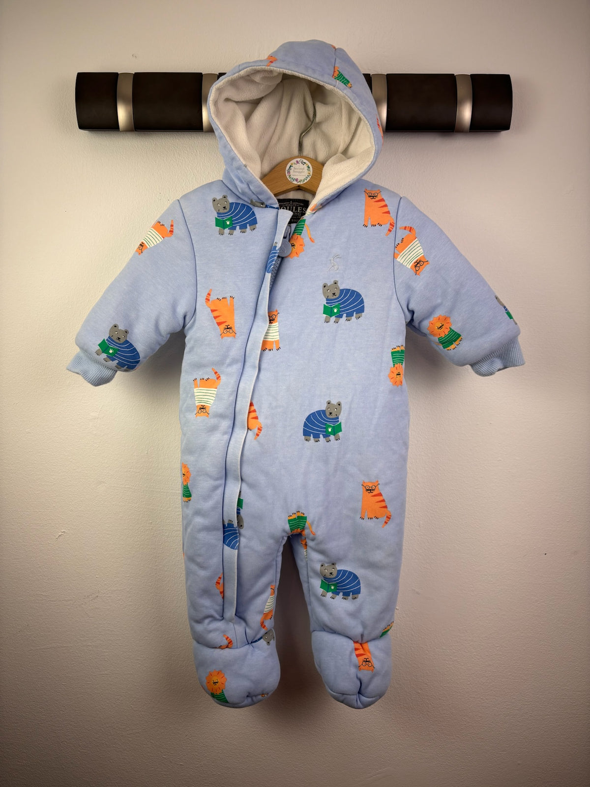 Joules Blue Animal Print Padded Pramsuit 3-6 Months-Pramsuits-Second Snuggle Preloved