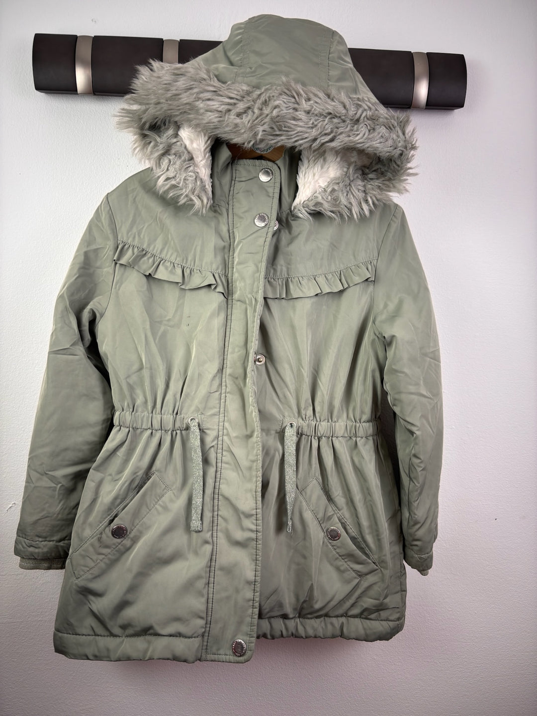 Next Khaki Faux Fur Hood Parka Coat 5-6 Years-Coats-Second Snuggle Preloved