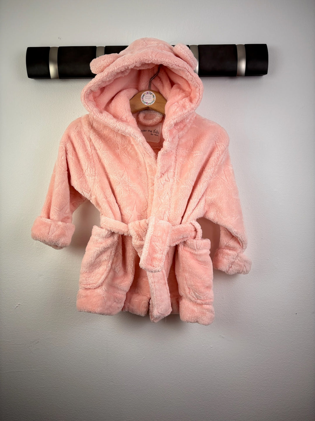 Next Pink Bear Hooded Dressing Gown 9-12 Months-Dressing Gown-Second Snuggle Preloved
