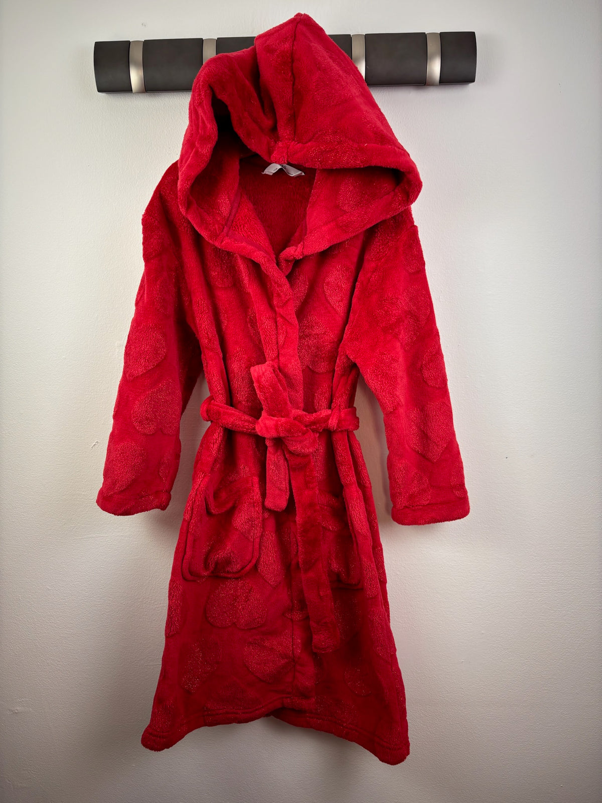 M&S Red Heart Hooded Dressing Gown 7-8 Years-Dressing Gown-Second Snuggle Preloved